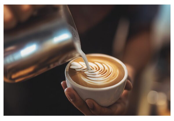 Obraz latte art w filiżance