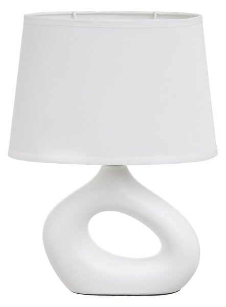 Biała lampa stołowa ceramiczna z tekstylnym kloszem (wysokość 30 cm) – Casa Selección