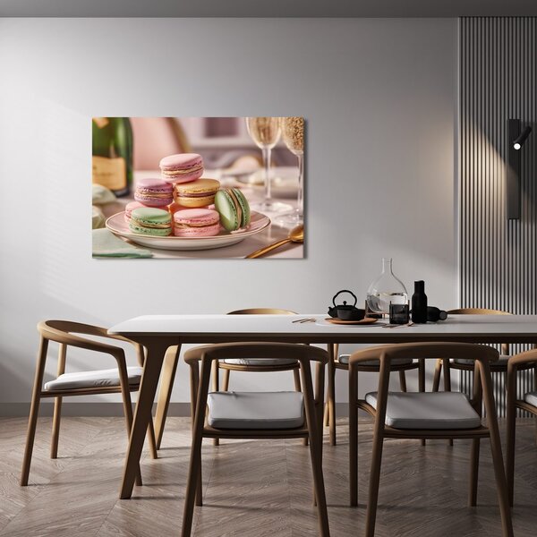Obraz pastelowe makaroniki na talerzu