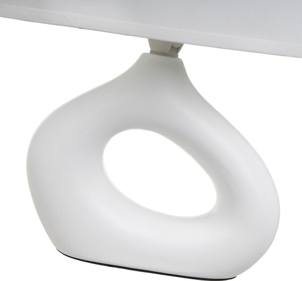 Biała lampa stołowa ceramiczna z tekstylnym kloszem (wysokość 30 cm) – Casa Selección
