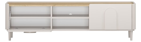 Szafka RTV Amilio 170 cm z szufladą na nóżkach - kaszmir / dąb olejowany / uchwyty kaszmir