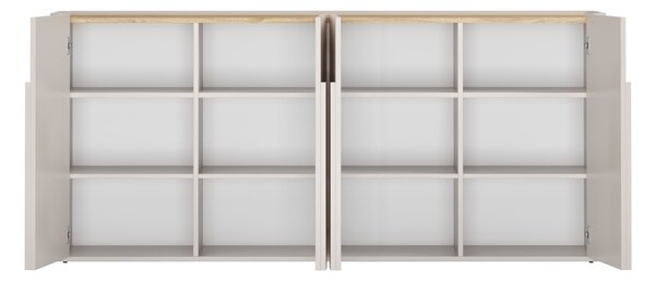 Komoda Amilio 200 cm czterodrzwiowa - kaszmir / dąb olejowany / uchwyty kaszmir