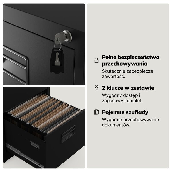 Szafa kartotekowa metalowa z 5 szufladami czarna, 460x1625.5x600 mm: SARA V5