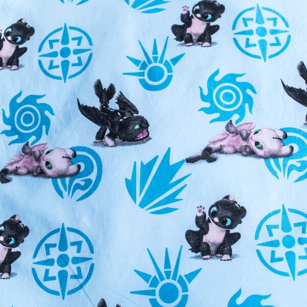 Niebieska bawełniana pościel dziecięca do łóżeczka 100x135 cm How to Train Your Dragon "Babies" – Jerry Fabrics