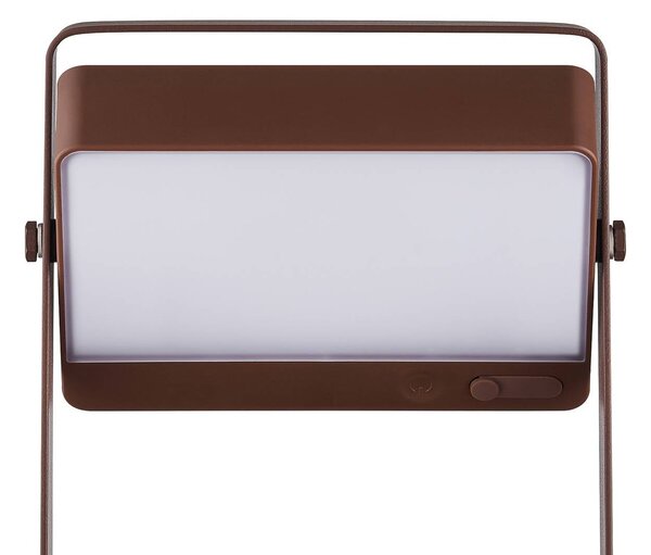 Nordlux Lampa stołowa LED z panelem słonecznym Saulio, brązowa, IP44, aluminium, USB, możliwość ściemniania, brązowy / rdzawy, aluminium, nowoczesny