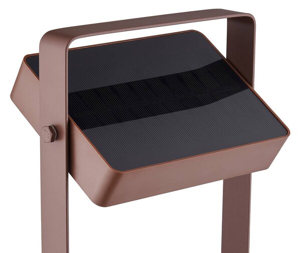 Nordlux Lampa stołowa LED z panelem słonecznym Saulio, brązowa, IP44, aluminium, USB, możliwość ściemniania, brązowy / rdzawy, aluminium, nowoczesny