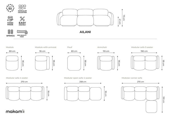 Pomarańczowa/brązowa sofa modułowa 270 cm Ailani – Makamii