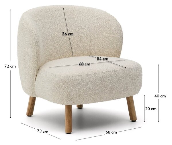Kremowy fotel z materiału bouclé Ulit – Kave Home