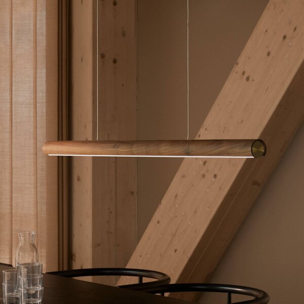 DFTP by Nordlux Lampa wisząca Akeno, możliwość ściemniania, ciemne drewno, salon / jadalnia, drewno, nowoczesny