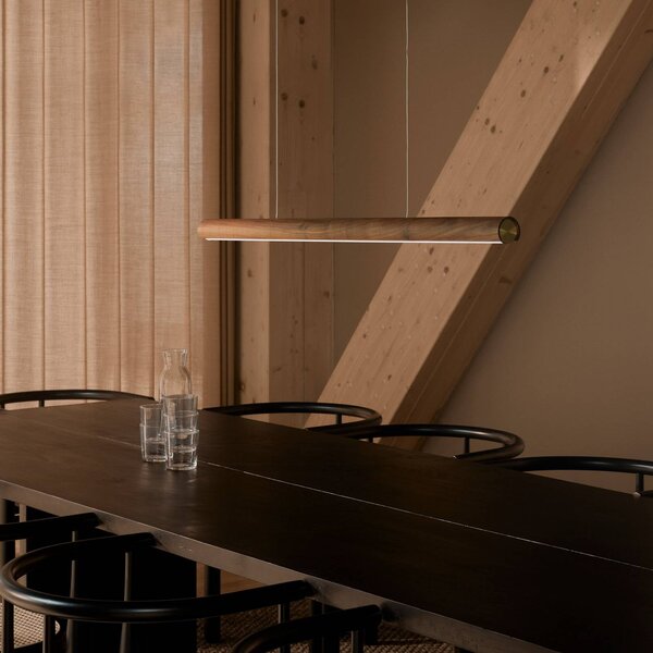 DFTP by Nordlux Lampa wisząca Akeno, możliwość ściemniania, ciemne drewno, salon / jadalnia, drewno, nowoczesny
