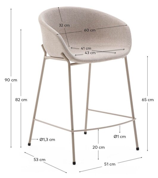 Beżowy hoker (wysokość siedziska 65 cm) Yvette – Kave Home