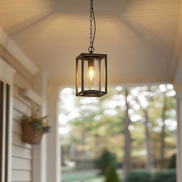 Lucande lampa wisząca zewnętrzna Ferda, 25 cm, antracyt, IP44 Ferda Lucande, możliwość ściemniania, czarny, aluminium, nowoczesny
