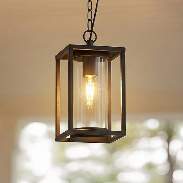 Lucande lampa wisząca zewnętrzna Ferda, 25 cm, antracyt, IP44 Ferda Lucande, możliwość ściemniania, czarny, aluminium, nowoczesny