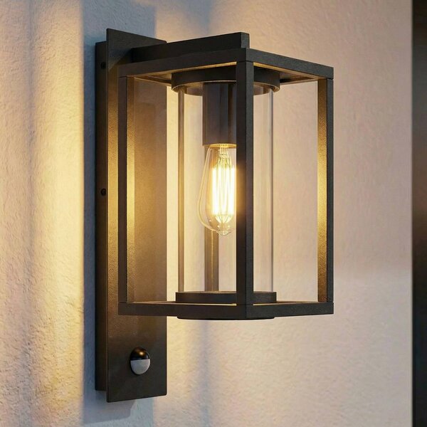 Lampa zewnętrzna z czujnikiem ruchu Ferda Lucande, możliwość ściemniania, czarny, aluminium, nowoczesny