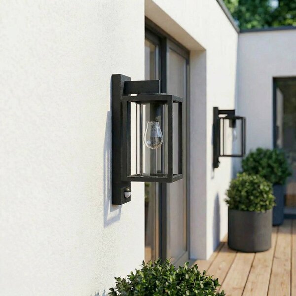 Lampa zewnętrzna z czujnikiem ruchu Ferda Lucande, możliwość ściemniania, czarny, aluminium, nowoczesny