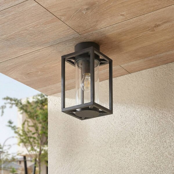 Zewnętrzna lampa sufitowa Lucande Ferda, 29 cm, antracyt, IP44 Ferda Lucande, możliwość ściemniania, czarny, aluminium, nowoczesny