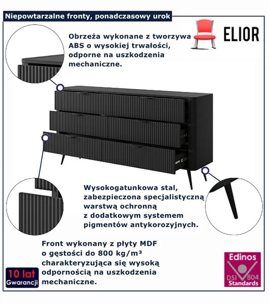 Czarna komoda z szufladami L8-C76