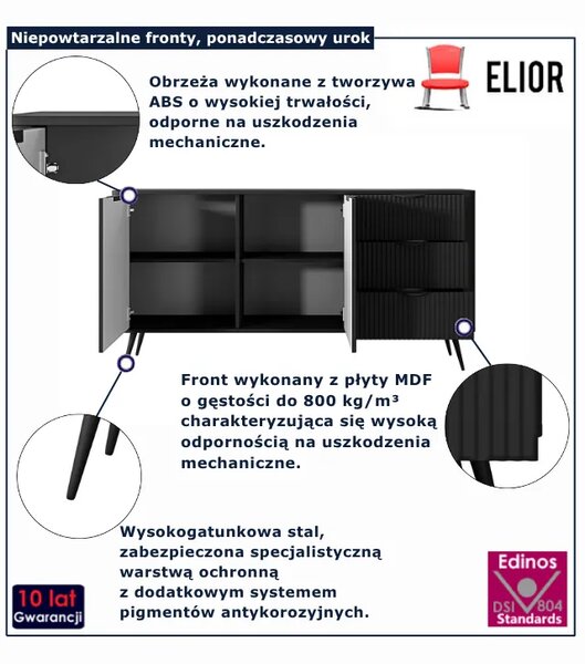 Czarna nowoczesna komoda na nóżkach K1-L30
