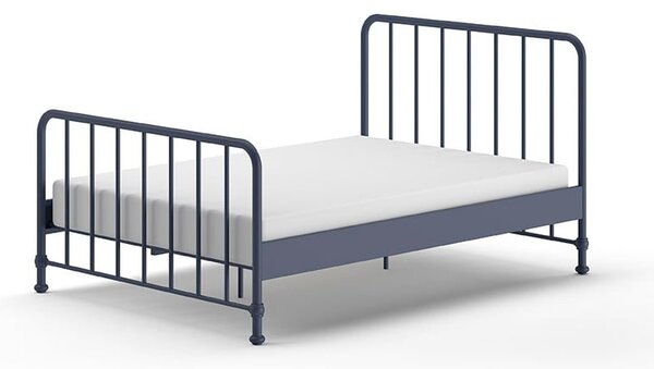 Niebieskie metalowe łóżko dwuosobowe ze stelażem 140x200 cm BRONXX – Vipack