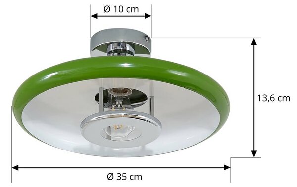 Lampa sufitowa Branford Lindby, możliwość ściemniania, zielony, salon / jadalnia, metal, vintage