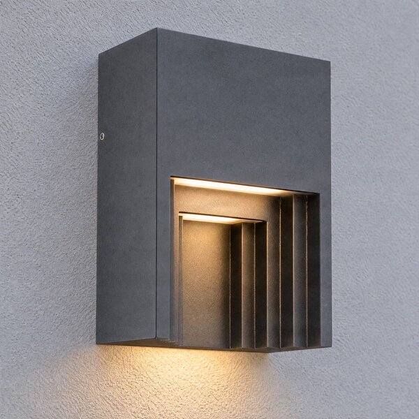 Kinkiet zewnętrzny LED Aurali Lindby, czarny, aluminium, nowoczesny