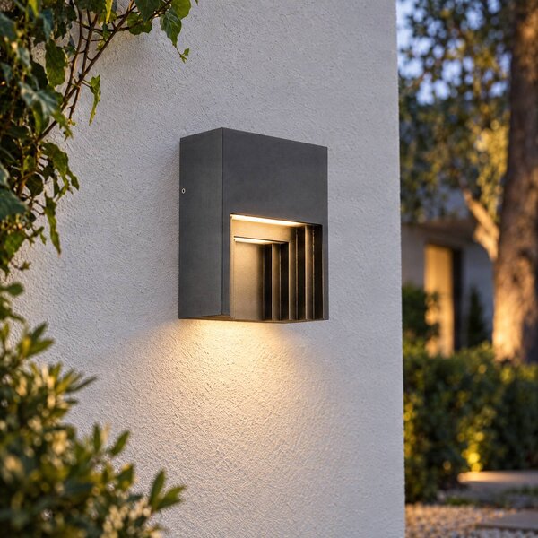 Kinkiet zewnętrzny LED Aurali Lindby, czarny, aluminium, nowoczesny