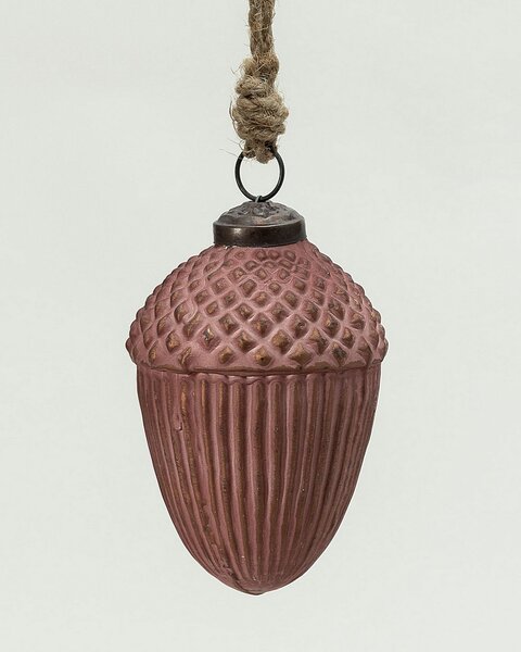Bombka szklana Acorn Burgundy 7x10 cm