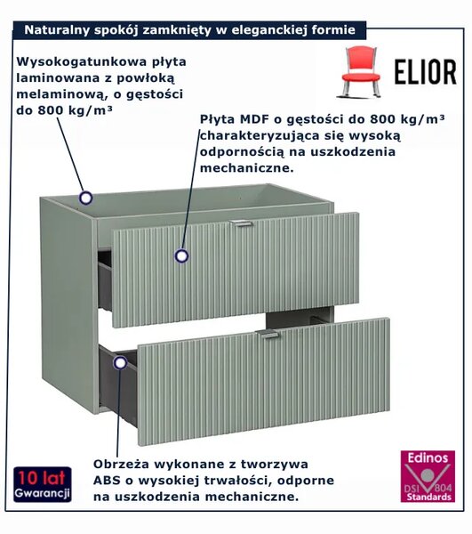 Szałwiowa szafka pod umywalkę z szufladami B1-R74