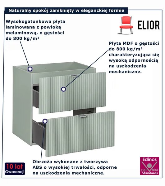 Szałwiowa szafka pod umywalkę z szufladami F2-W34