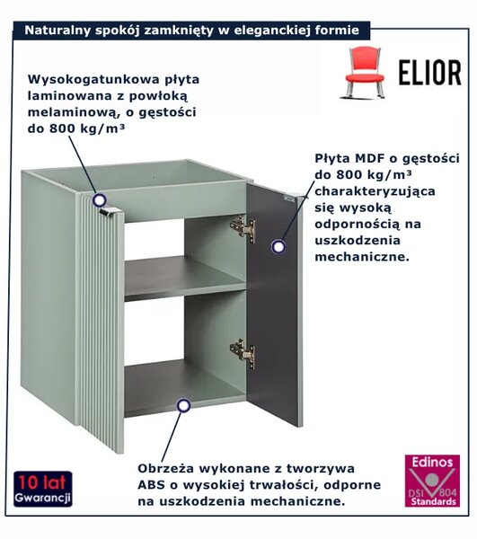 Szałwiowa szafka pod umywalkę z półkami T2-W21