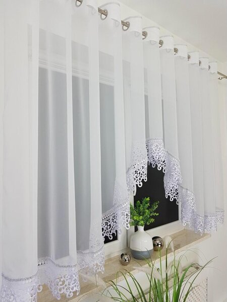 Firana gotowa 400x145 cm - Åukowa, gipiura i cyrkonie, przelotki, biaÅa