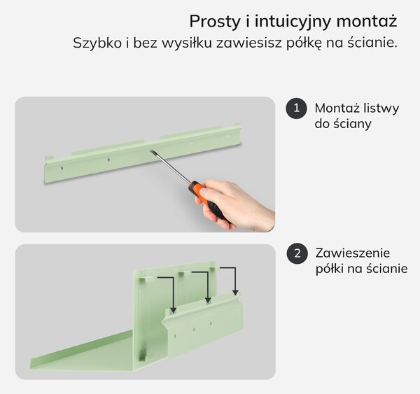 Półka wisząca JOANNE 700 mm, Fresh Style: pastelowy zielony