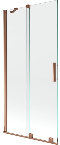 Mexen Velar parawan nawannowy 2-skrzydłowy rozsuwany 90 x 150 cm, transparent, różowe złoto - 896-090-000-01-60