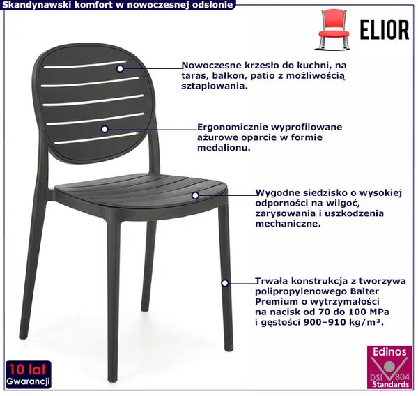 Czarne nowoczesne krzesło sztaplowane 120cm R0-K20