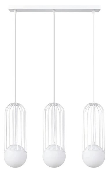 Biała lampa wisząca na listwie 3 druciane zwisy - 4X A607 G7-F35