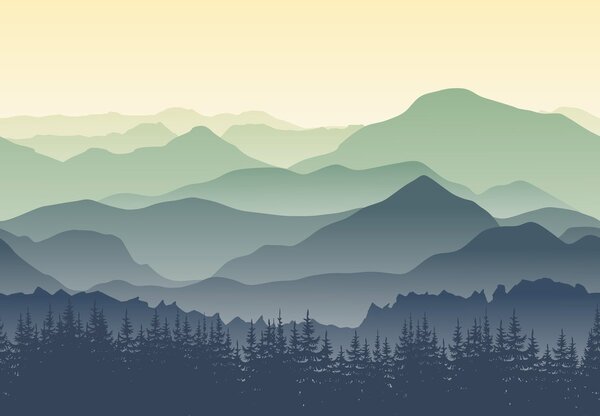 Fototapeta - Świt nad górami (196x136 cm)
