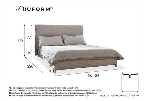Beżowe tapicerowane łóżko jednoosobowe ze stelażem 90x200 cm Sleepy Luna – Miuform