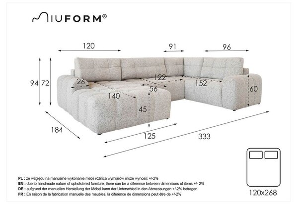 Jasnobrązowy rozkładany narożnik modułowy ze schowkiem (prawostronny) Lulu – Miuform
