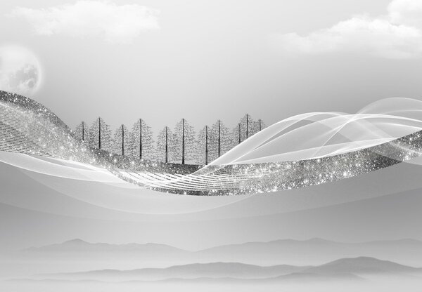 Fototapeta - Srebrny pejzaż (196x136 cm)