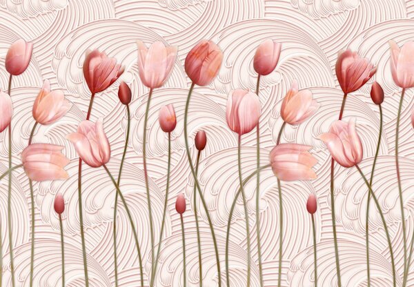 Fototapeta - Różowe tulipany (196x136 cm)