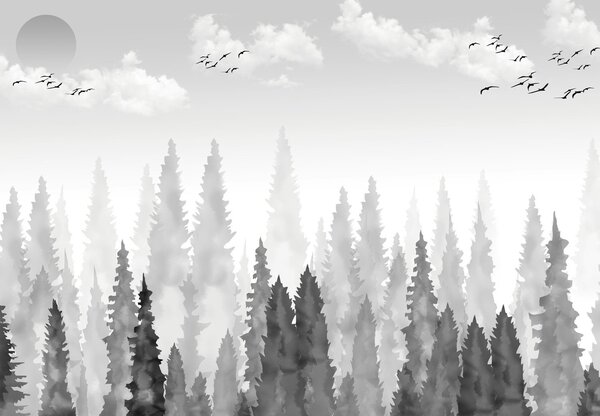 Fototapeta - Akwarelowy las (196x136 cm)