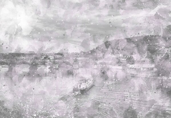 Fototapeta - Miasto, akwarela (196x136 cm)