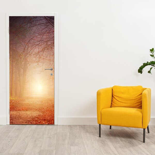 Fototapeta na drzwi - Jesienny las we mgle (95x205cm)
