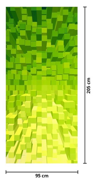 Fototapeta na drzwi - Żółto-zielone kostki (95x205cm)
