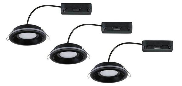Paulmann Oprawa wpuszczana LED Sormus, czarna, średnica 10 cm, IP65, zestaw 3 Sormus, czarny, łazienka, tworzywo sztuczne, nowoczesny