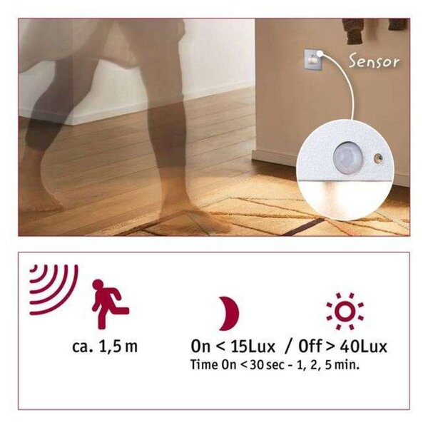 Paulmann Kinkiet LED Edge Quadro Square, chrom matowy Square Sensor, aluminiowy / szary / cynkowy, przedpokój, tworzywo sztuczne, nowoczesny