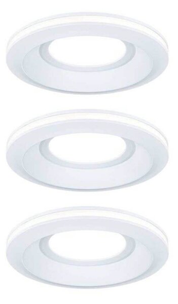 Paulmann Oprawa wpuszczana LED Sormus, biała, średnica 10 cm, IP65, zestaw 3 Sormus, biały / opal, łazienka, tworzywo sztuczne, nowoczesny