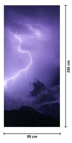 Fototapeta na drzwi - Fioletowe niebo i błyskawica (95x205cm)