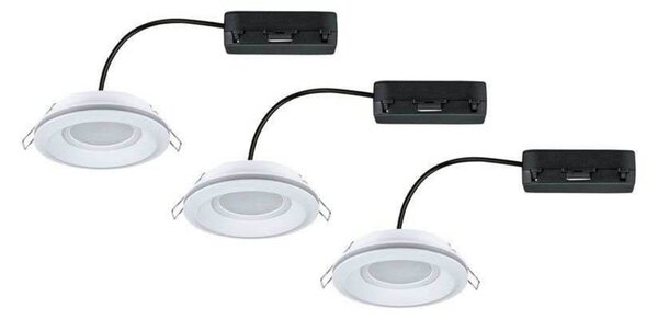 Paulmann Oprawa wpuszczana LED Sormus, biała, średnica 10 cm, IP65, zestaw 3 Sormus, biały / opal, łazienka, tworzywo sztuczne, nowoczesny