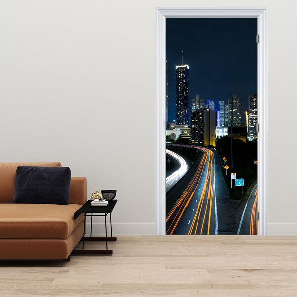 Fototapeta na drzwi - Nocna metropolia (95x205cm)